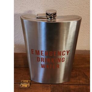 🥃 STAINLESS STEEL FLASK “EMERGENCY DRINKING WATER
